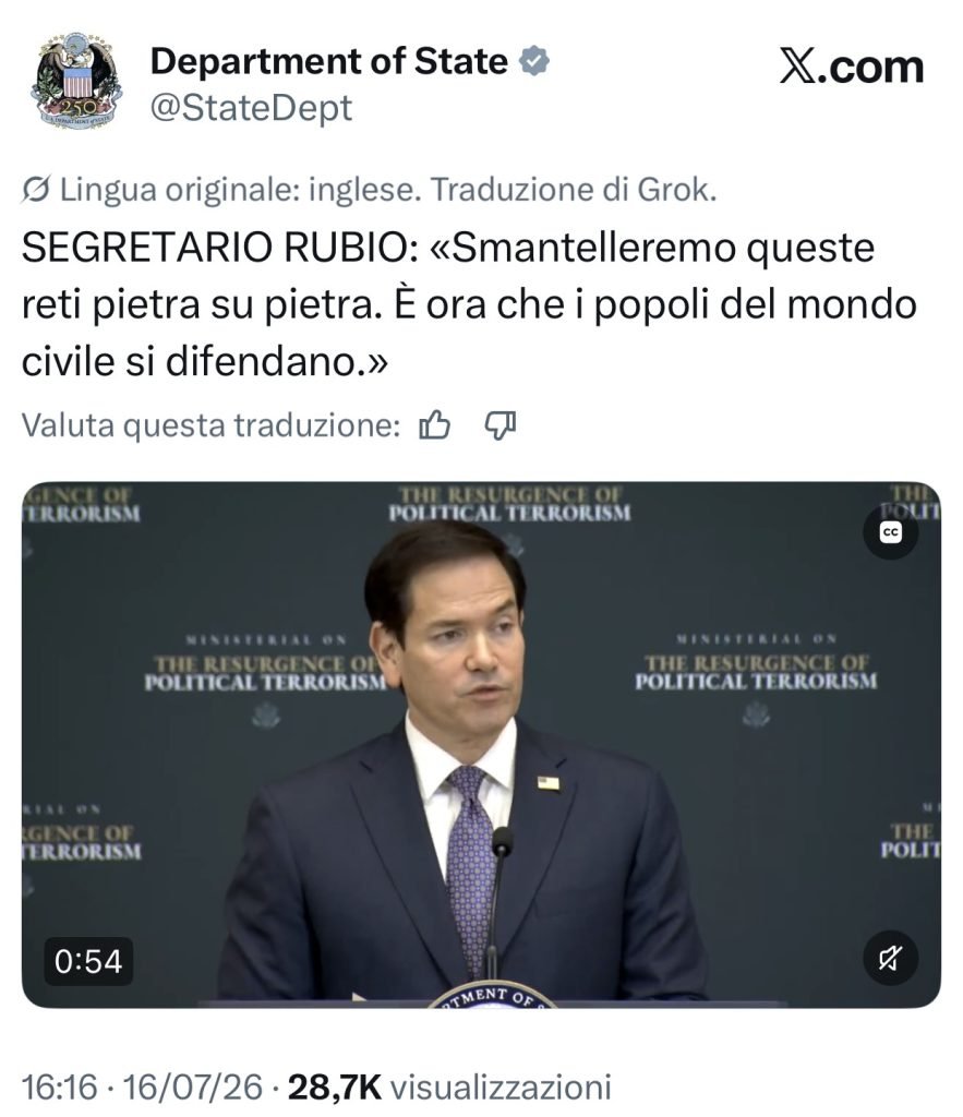 Marco Rubio: "Pietra su pietra"