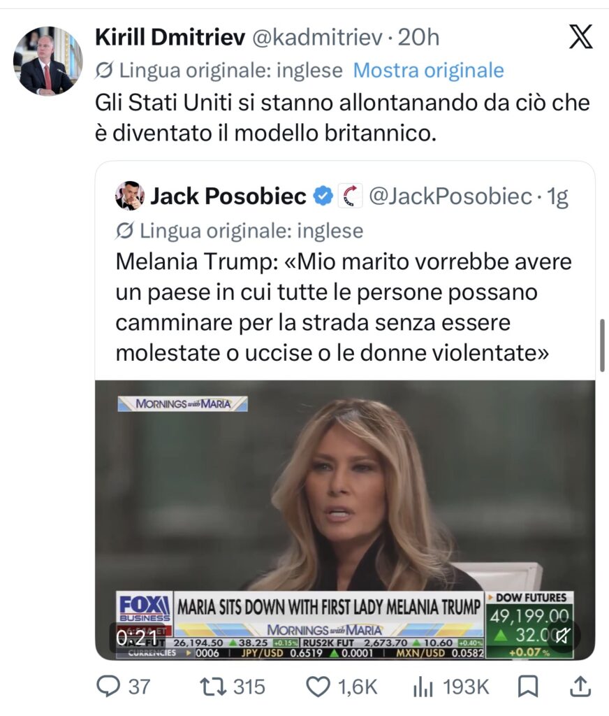 Kirill Dmitriev Melania Trump e il modello britannico